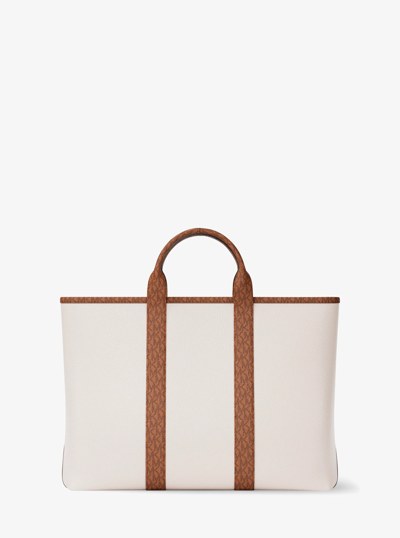 Sac fourre-tout Cooper de taille moyenne en cuir grain&eacute; &agrave; logo Signature in CR&Egrave;ME/BAGAGE | Michael Kors