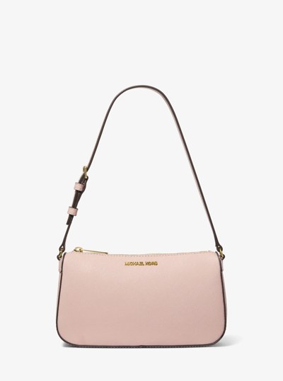 Jet Set Medium Saffiano Leather Pochette in SOFT PINK | Michael Kors