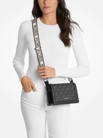 Jet Set Large Signature Logo Crossbody Bag in BLACK | Michael Kors