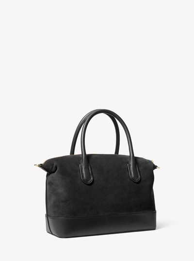 Hyde Medium Suede Satchel in BLACK | Michael Kors