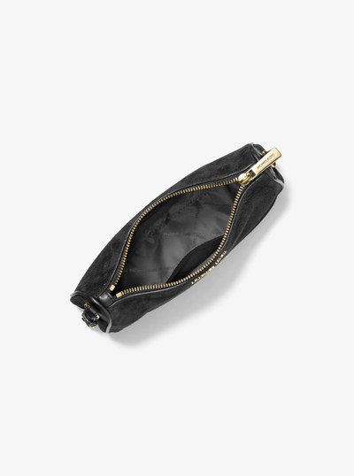 Jet Set Medium Suede Pochette in BLACK | Michael Kors