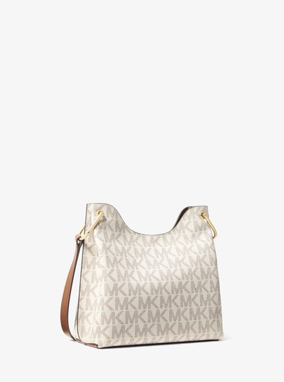Joan Large Signature Logo Messenger Bag in VANILLA/LUGGAGE | Michael Kors