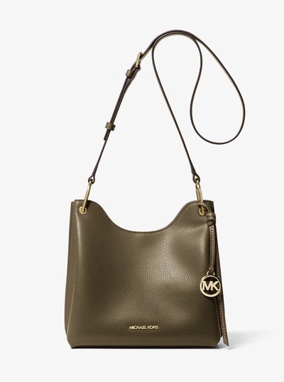 Joan Large Pebbled Leather Slouchy Messenger Bag in LODEN | Michael Kors