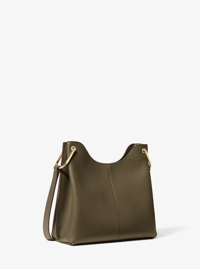 Joan Large Pebbled Leather Slouchy Messenger Bag in LODEN | Michael Kors