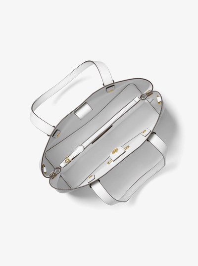 Mel Small Saffiano Leather Tote Bag in OPTIC WHITE | Michael Kors