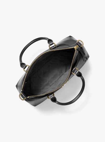 Austen Medium Leather Satchel in BLACK | Michael Kors