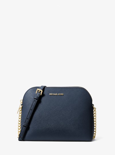 Cindy Large Leather Dome Crossbody Bag in NAVY | Michael Kors