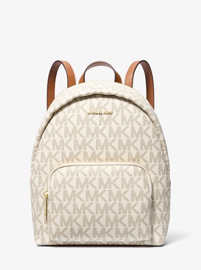 Erin Medium Signature Logo Backpack in VANILLA/LUGGAGE | Michael Kors