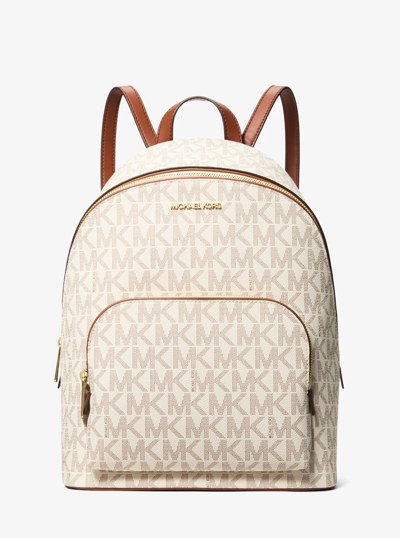 Connie Medium Signature Logo Backpack in VANILLA/LUGGAGE | Michael Kors