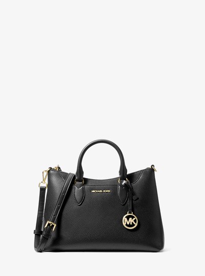 Austen Small Leather Satchel in BLACK | Michael Kors