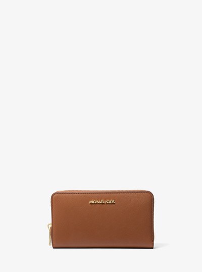 Jet Set Medium Saffiano Leather Wallet in LUGGAGE | Michael Kors