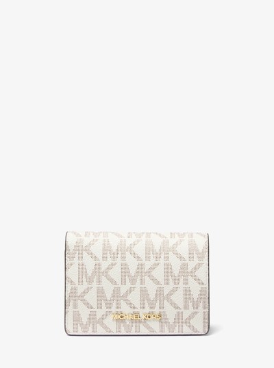 Jet Set Medium Signature Logo Wallet in VANILLA/LUGGAGE | Michael Kors