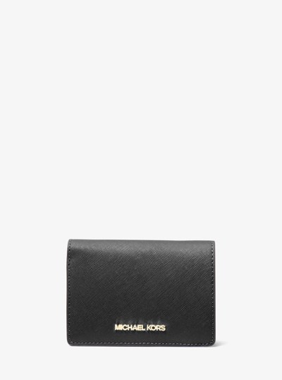 Jet Set Medium Saffiano Leather Wallet in BLACK | Michael Kors