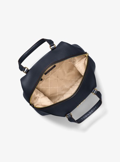 Beck Medium Leather Satchel in NAVY | Michael Kors