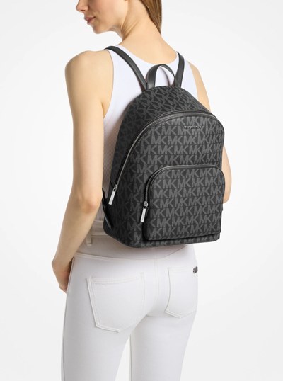 Connie Medium Signature Logo Backpack in BLACK | Michael Kors
