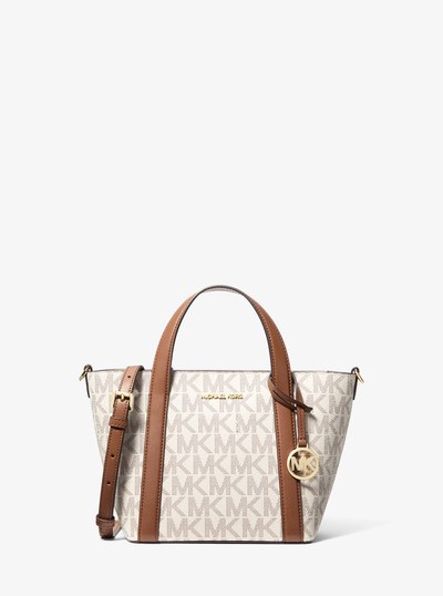 Pratt Small Signature Logo Tote Bag  in VANILLA/LUGGAGE | Michael Kors