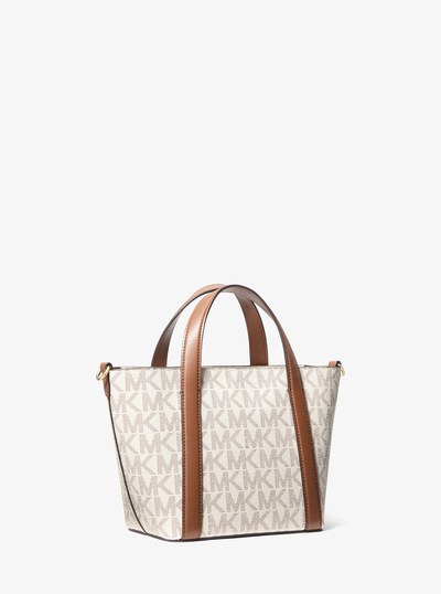 Pratt Small Signature Logo Tote Bag  in VANILLA/LUGGAGE | Michael Kors