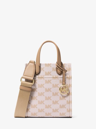 Gigi Extra-Small Logo Jacquard Crossbody Bag in KHAKI | Michael Kors