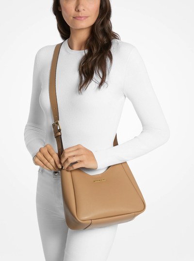 Birch Medium Pebbled Leather Messenger Bag