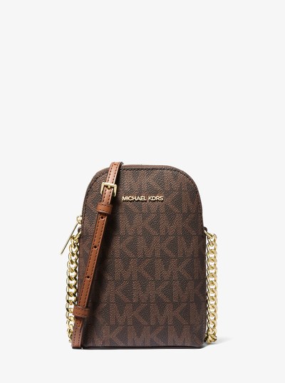Small Signature Logo Smartphone Crossbody Bag in BROWN/LUGGAGE | Michael Kors