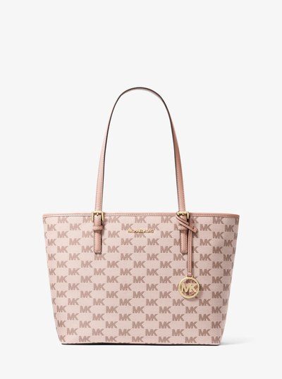 Jet Set Medium Logo Jacquard Tote Bag in SOFT PINK | Michael Kors