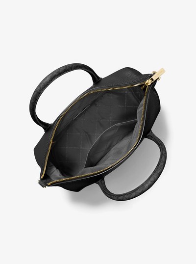 Hyde Medium Pebbled and Signature Logo Satchel in BLACK | Michael Kors