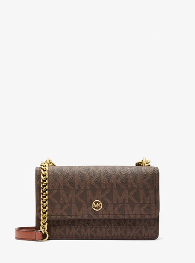 Abbott Small Signature Logo Shoulder Bag in BROWN/LUGGAGE | Michael Kors