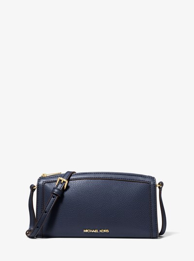 Jet Set Medium Pebbled Leather Crossbody Bag in NAVY | Michael Kors