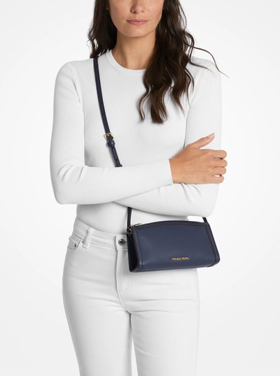 Jet Set Medium Pebbled Leather Crossbody Bag in NAVY | Michael Kors