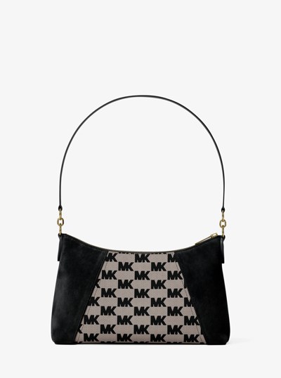 Sienna Medium Logo Jacquard and Suede Convertible Crossbody Bag in BLACK | Michael Kors