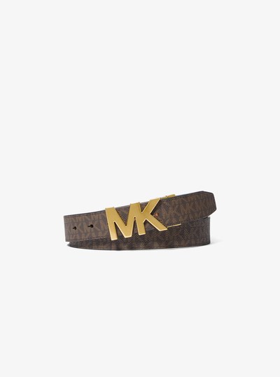 Ceinture r&eacute;versible &agrave; boucle &agrave; logo Signature in LUGGAGE | Michael Kors