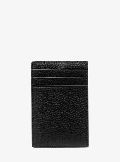 Hudson Pebbled Leather Card Case in BLACK | Michael Kors