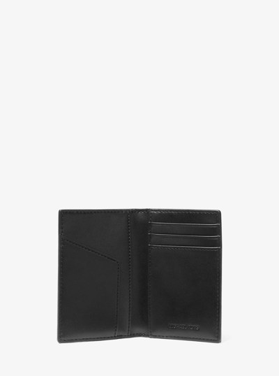 Hudson Empire Signature Logo Bi-Fold Card Case in BLACK/SILVER | Michael Kors