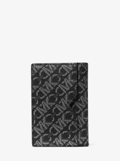 Hudson Empire Signature Logo Bi-Fold Card Case in BLACK/SILVER | Michael Kors