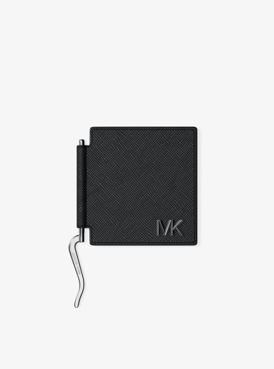 Edison Scratch-Resistant Leather Card Case with Money Clip in BLACK | Michael Kors