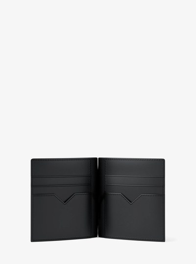 Edison Scratch-Resistant Leather Card Case with Money Clip in BLACK | Michael Kors