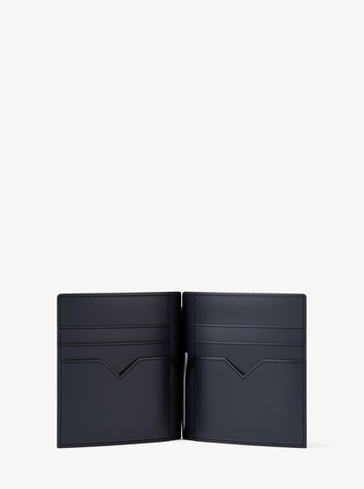 Edison Scratch-Resistant Leather Card Case with Money Clip in FRENCH BLUE | Michael Kors