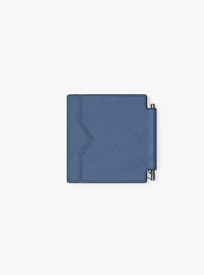 Edison Scratch-Resistant Leather Card Case with Money Clip in FRENCH BLUE | Michael Kors
