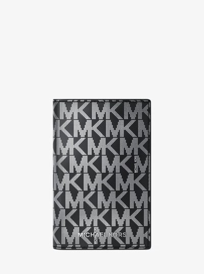 Hudson Metallic Signature Logo Folding Card Case in BLACK | Michael Kors