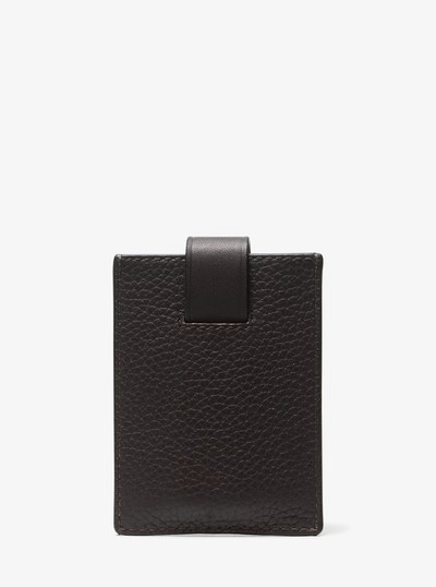 Hudson Pebbled Leather Snap Card Case in CHOCOLATE | Michael Kors
