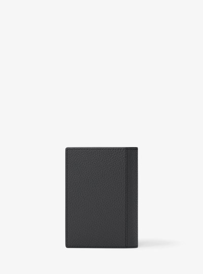 Hudson Pebbled Leather Folio Card Case in BLACK | Michael Kors