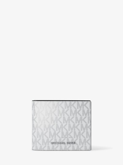 Hudson Metallic Signature Logo Billfold Wallet With Passcase in OPTIC WHITE | Michael Kors