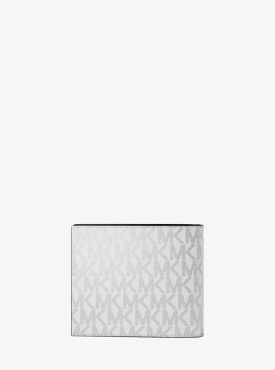 Hudson Metallic Signature Logo Billfold Wallet With Passcase in OPTIC WHITE | Michael Kors