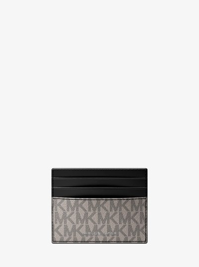 Hudson Signature Logo Tall Card Case in NICKEL | Michael Kors