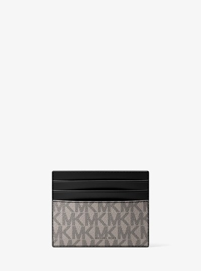 Hudson Signature Logo Tall Card Case in NICKEL | Michael Kors