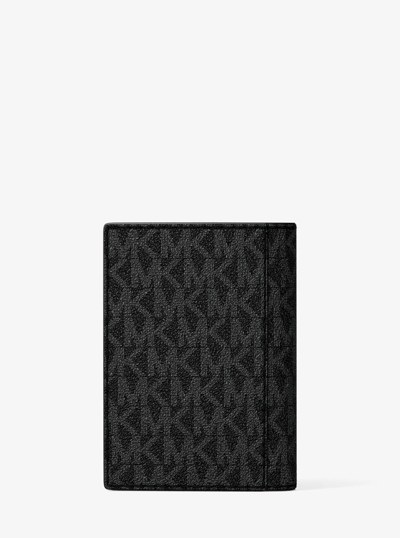 Hudson Signature Logo Folio Card Case  in BLACK | Michael Kors