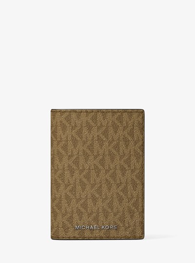 Hudson Signature Logo Folio Card Case  in LODEN | Michael Kors