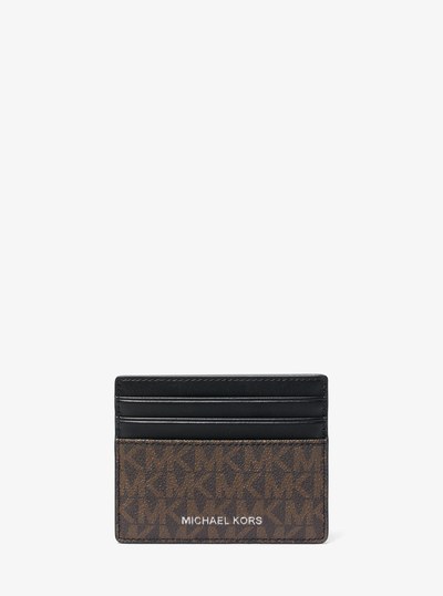 Greyson Logo Tall Card Case in BROWN/BLACK | Michael Kors