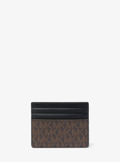 Greyson Logo Tall Card Case in BROWN/BLACK | Michael Kors