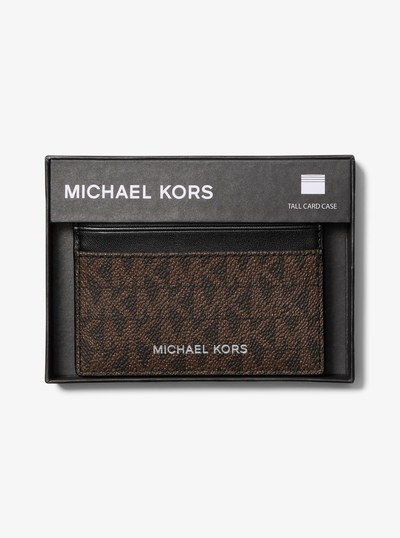 Greyson Logo Tall Card Case in BROWN/BLACK | Michael Kors